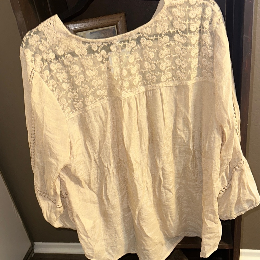 JohnPaulRichard Cream Lace Detail Blouse - Picture 4 of 9